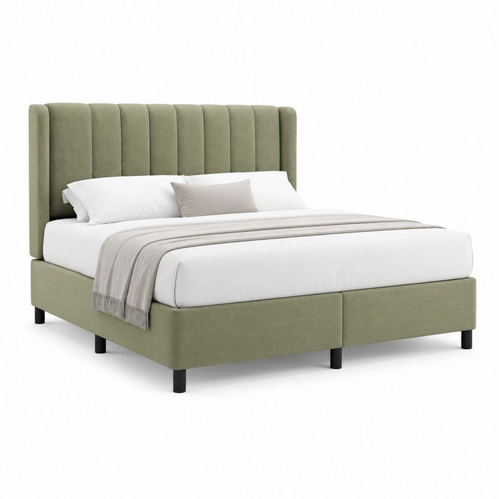 Polsterbett Doppelbett Olivgrün Samtstoff Rechteckig 160 x 200 cm