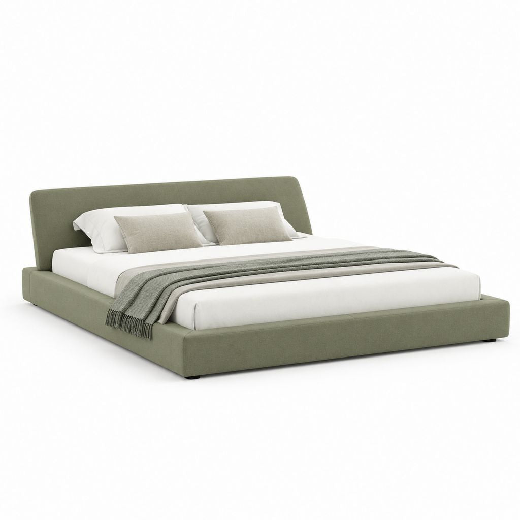 Polsterbett Doppelbett olivgrün Polyester rechteckig mit Kopfteil 180 x 200 cm