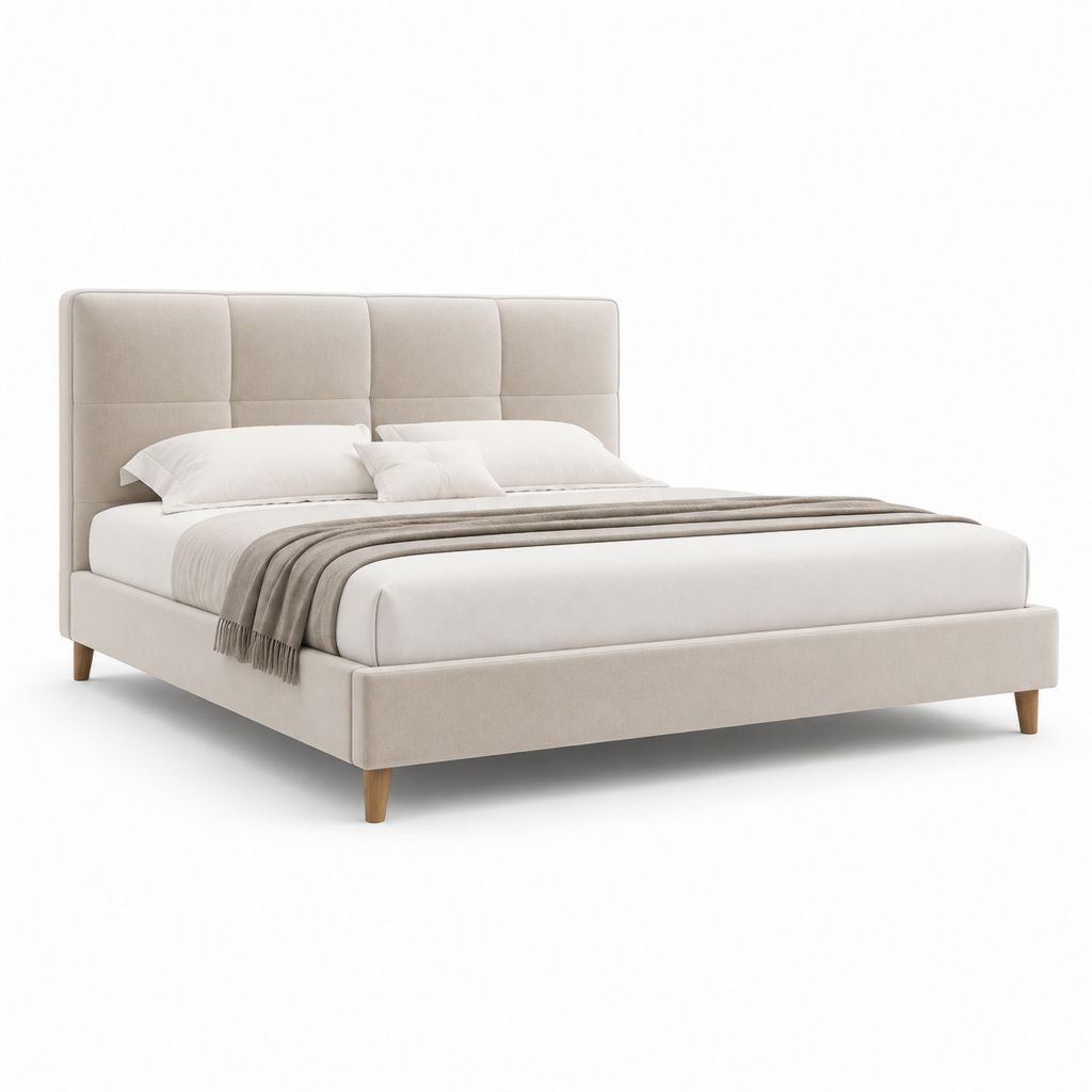 Polsterbett Doppelbett Beige Polyester-Samt Rechteckig 160 x 200 cm