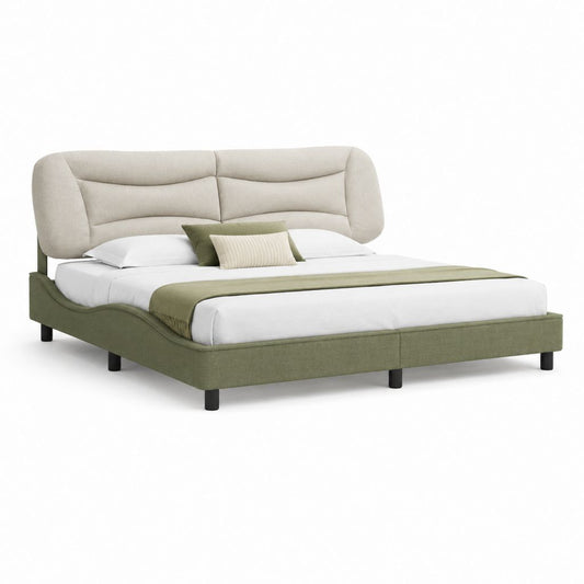 Polsterbett Bettgestell Olivgrün Beige Polyester Rechteckig 180 x 200 cm