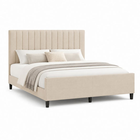 Polsterbett Doppelbett Beige Polyester Rechteckig 160 x 200 cm