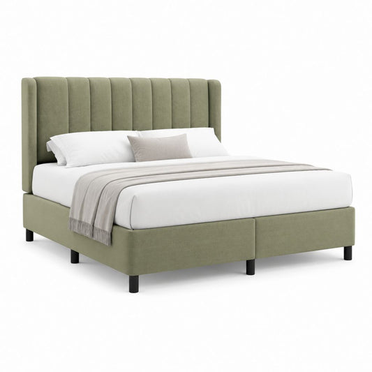 Polsterbett Doppelbett Olivgrün Samtstoff Rechteckig 160 x 200 cm