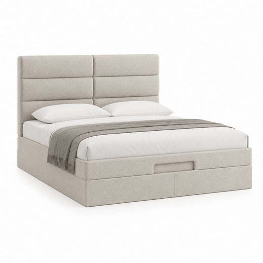 Polsterbett mit Stauraum Beige Polyester Rechteckig 160 x 200 cm