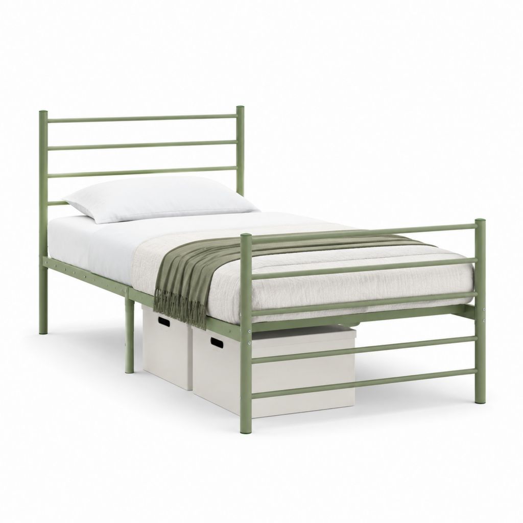 Metallbett Bettgestell Grün aus pulverbeschichtetem Stahlrohr 90 x 200 cm
