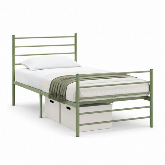 Metallbett Bettgestell Grün aus pulverbeschichtetem Stahlrohr 90 x 200 cm