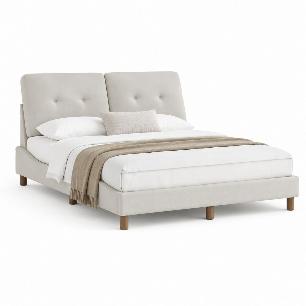 Polsterbett Doppelbett Beige Polyester Rechteckig 160 x 200 cm