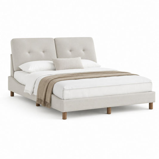 Polsterbett Doppelbett Beige Polyester Rechteckig 160 x 200 cm