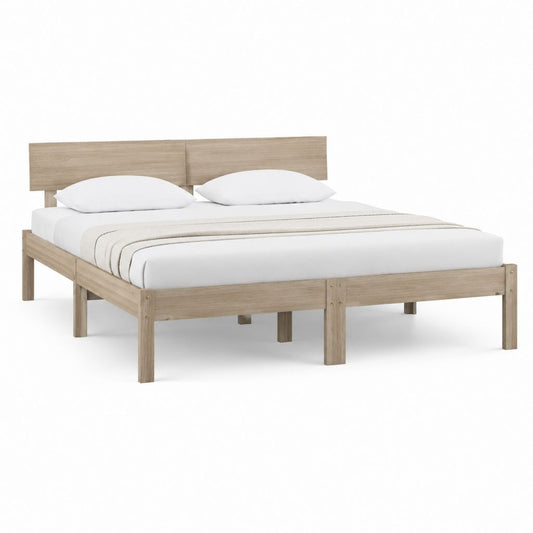 Doppelbett Bettgestell in Eiche hell aus Massivholz 160 x 200 cm