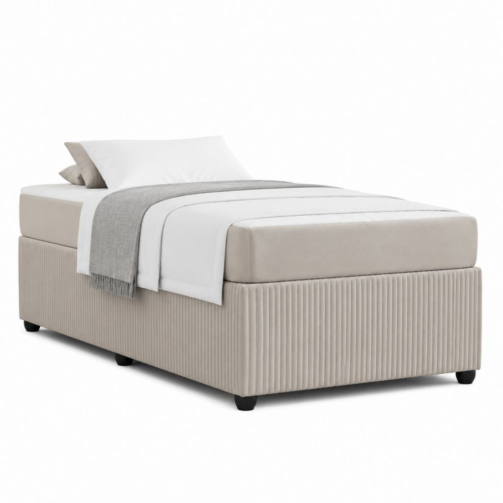 Polsterbett Einzelbett Beige mit Polyesterbezug und Lattenrost 90 x 200 cm